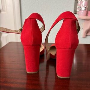 Elegant Red Women's Block Heel Shoes
